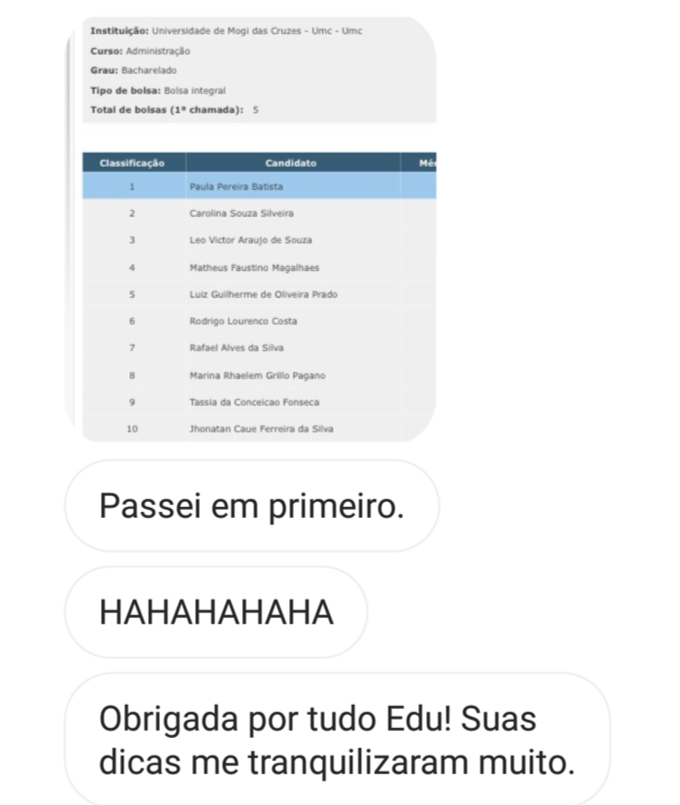 Depoimento impactante 2 — aluna aprovada descrevendo resultados