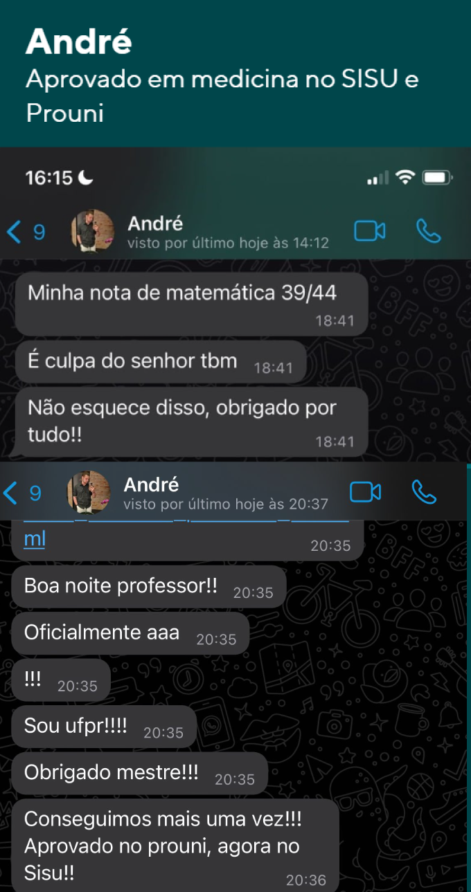 Depoimento impactante 3 — aluno comenta a aprovação